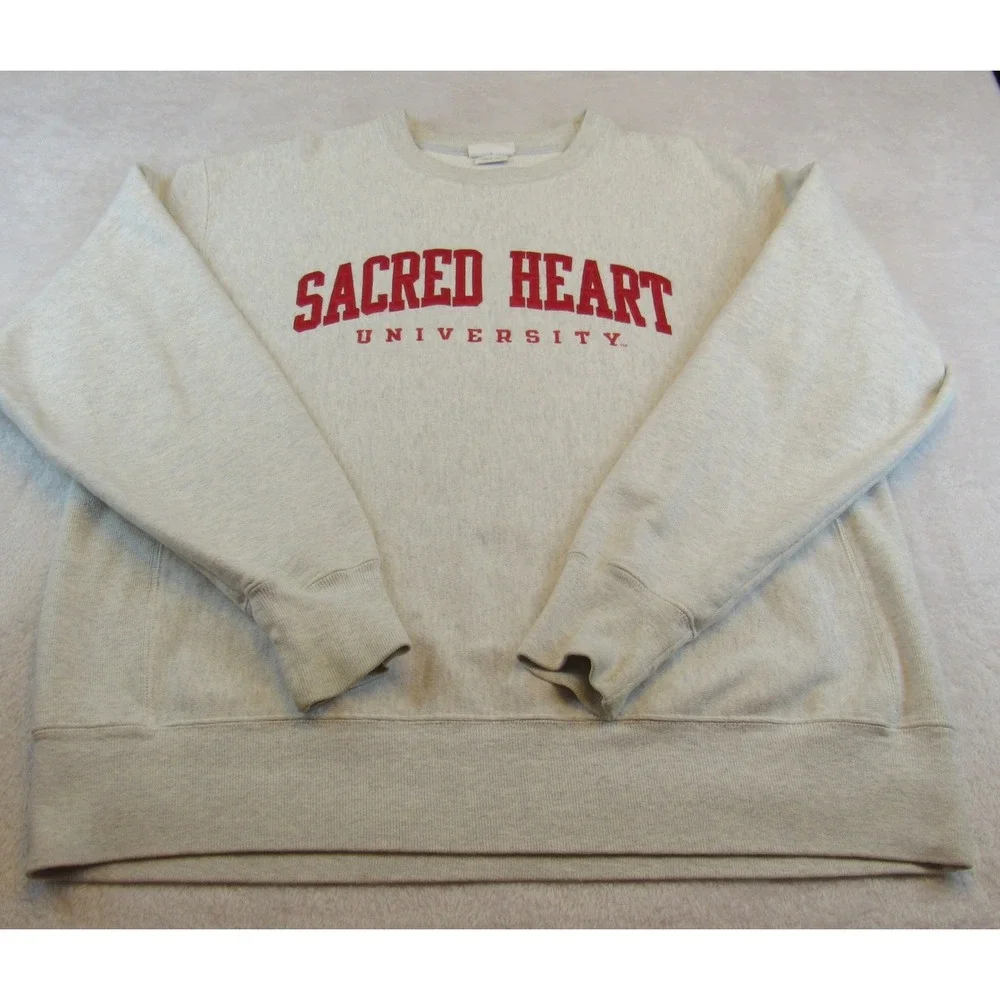 Champion Reverse Weave Sweatshirt Mens Large Grey Excellent Sacred Heart Univ